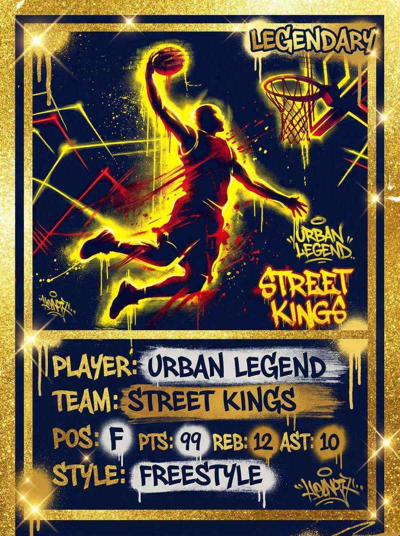 熊猫体育直播 | 传奇球星卡涂鸦风格扣篮剪影